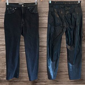 Abercrombie faux leather denim ankle straight high rise jeans 2/26